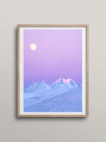 Mountains lit by polar light
